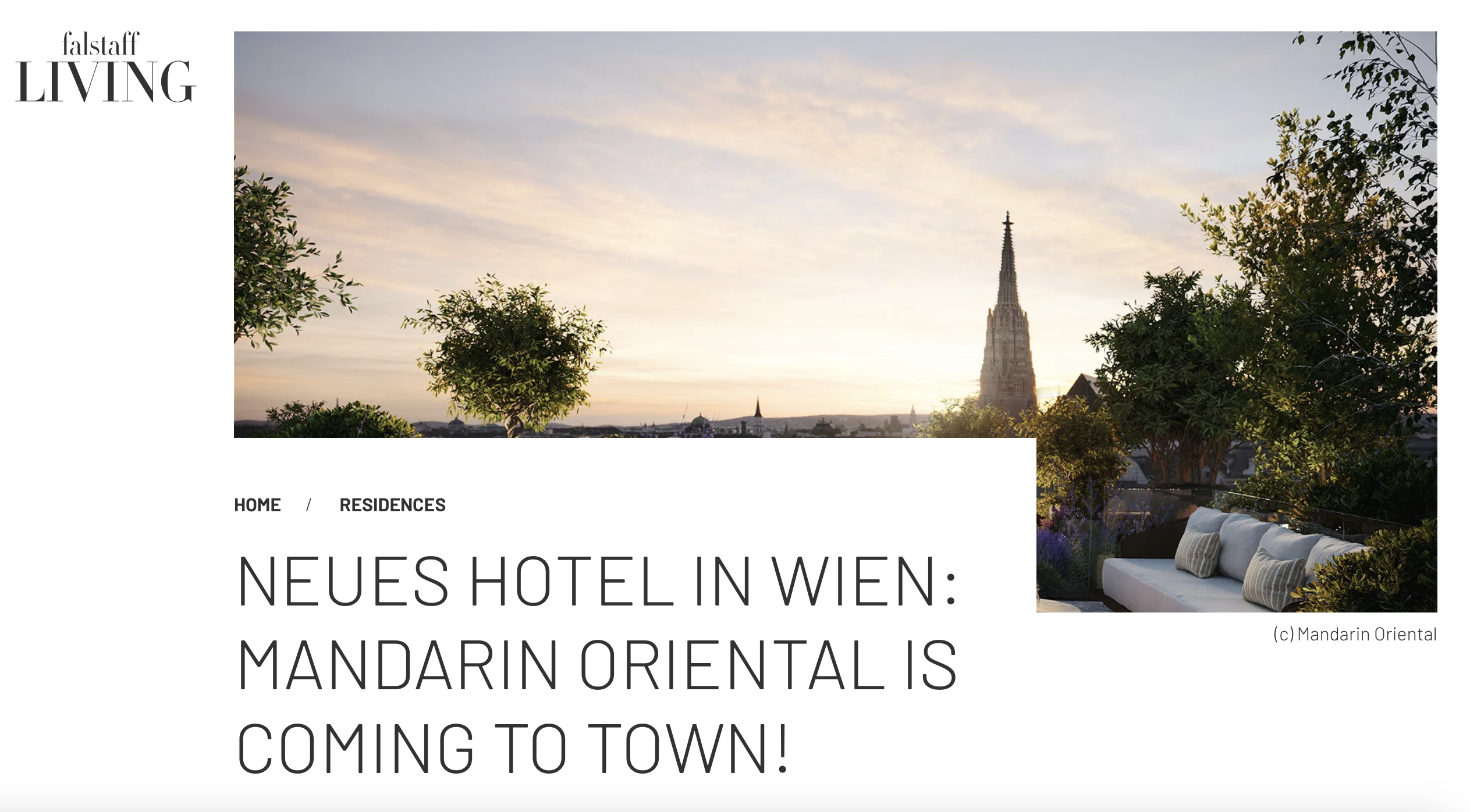 Neues Hotel in Vienna: Mandarin Oriental is Coming to Town!